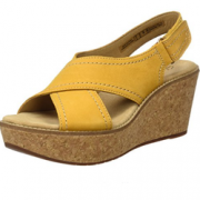 17年夏季新款！Clarks 其乐 Aisley Tulip 女士真皮坡跟凉鞋