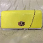 美腻！COACH蔻驰Crossgrain Chain Envelopel女士真皮链条单肩包 暖黄色
