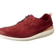 限UK9码！Clarks 其乐 Pitman Free 男士真皮低帮休闲鞋 红色