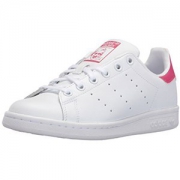 adidas Originals Girls Stan Smith J Shoe, White/White/Bold Pink, 5 M US Big Kid