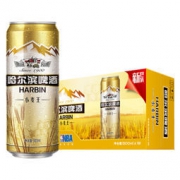 麦香浓郁！哈尔滨 小麦王啤酒 500ml*18听