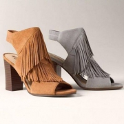 Sam Edelman Elaine 女士真皮流苏粗跟凉鞋 灰色 2.9折 $42.99