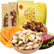 百草味 零食组合 (猪肉脯200g+开心果200g+芒果干120g+牛肉粒100g)