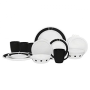 Corelle 20 Piece "Urban Black" Livingware Dinnerware Set, White