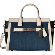 COACH 蔻驰 Denim Color Block 女士真皮单肩包