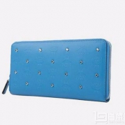 MCM Claudia Studs系列 女士纯色带铆钉长款拉链钱包 多色