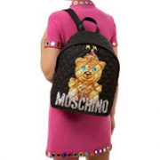 Moschino 莫斯奇诺 Quilted Bear 珠宝熊图案双肩包 黑色