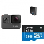 GoPro Hero5 Black 运动摄像机, GoPro 充电电池, Lexar 雷克沙633x 32GB MicroSDHC UHS-I 存储卡 高性价比套装