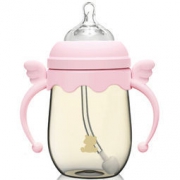 小白熊 09390 婴儿PPSU吸管奶瓶 260ML 粉色 *4件