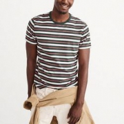 凑单品！ Abercrombie & Fitch Striped Crew 男款条纹T恤