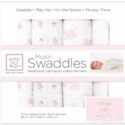 SwaddleDesigns Muslin细棉 婴儿包巾/抱毯 4条装 Prime会员凑单免费直邮