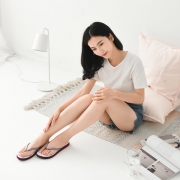 网易严选  条纹金属扣女士人字拖鞋