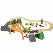 BRIO 儿童木质轨道车BROC33789 伐木运输套装+12色蜡笔2套