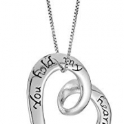 Amazon Sterling Silver "You Hold My Heart Forever"  心形吊坠项链