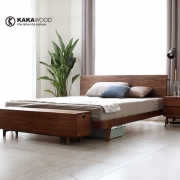 KAKAWOOD 素居 简约黑胡桃木床 180*200cm 精简纯粹