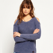 SuperDry  极度干燥 Waffle Stitch 女士露肩套头衫