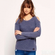 限尺码，Superdry 极度干燥 Waffle Stitch 女士露肩套头衫 直邮含税