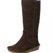 Clarks 女士中筒靴 261117084050  Lima Rhapsody 深棕色反毛皮