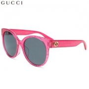 Gucci 古驰 2017款亚洲版太阳镜女 优雅个性圆框墨镜 街拍潮搭 GG0035SA-005 紫红色镜框灰色镜片 56mm