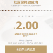 优惠券：京东 2元白条立减券