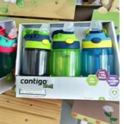 补货！Contigo康迪克 儿童防漏吸管杯 414ml 3个装   男宝版