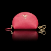 PRADA 普拉达 Saffiano Leather Coin Purse皮质零钱包 火红色