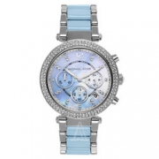 清新文艺！ Michael Kors Parker 镶钻施华洛世奇水晶典雅珍珠母贝日本石英时装女表MK6138
