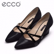 国内￥1799，ECCO 爱步 贝莱 Belleair 女士浅口尖头羊皮坡跟鞋 4.1折 $72.99