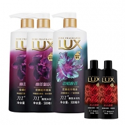 LUX 力士 爽肤沐浴露幽莲魅肤500ml*2+恣情晚香500ml+奢选香氛沐浴乳恒永慕爱100ml*2