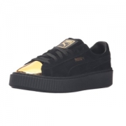 PUMA 彪马 Suede Creeper 女士金属头麂皮复古休闲鞋 黑色