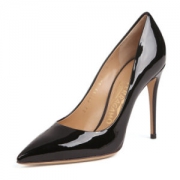 Salvatore Ferragamo 菲拉格慕 女士FIORE 100系列黑色漆皮尖头时尚高跟鞋  0642740 6.5/37 C