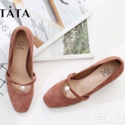 2017款，Tata 他她 女士羊皮珍珠一字带玛丽珍鞋 两色