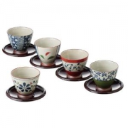 西海陶器 染錦いろどり 仙茶揃(茶托付)