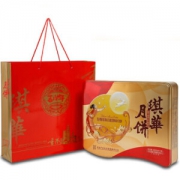 琪华 中秋月饼 金装蛋黄白莲蓉味 月饼 礼盒 600g
