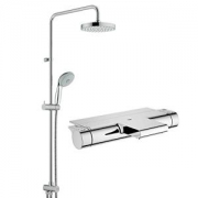 GROHE 高仪 原装进口 恒温冷触瀑布下出水浴缸龙头淋浴花洒套装（ 200mm大顶喷，4式手持花洒）淋浴花洒套装124214（供应商直送，晒单，主要城市包安装，具体覆盖区域可以咨询客服QQ:1187163752，QQ：2833699221，电话：010-56024815,010-56024818）
