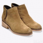 17年秋冬款，Cole Haan 可汗 女士Hayes Flat真皮粗跟短靴  2.3折$62.39（$77.99 额外8折）
