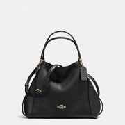 Coach 蔻驰 抛光粒面皮革EDIE 28单肩包 浅金/黑 57124 （美国品牌 香港直邮）