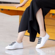 2017秋款，Belle 百丽 女士牛皮蜜蜂小白鞋