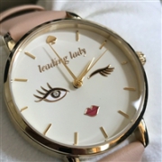 kate spade KSW1210裸色真皮睫毛笑脸女士手表