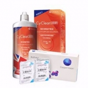 英国进口 沙福隆 CyClean润昕隐形眼镜护理液380ml+库博 佰视明月抛2片 送伴侣盒