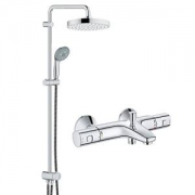 GROHE 高仪 原装进口 三出水恒温龙头带浴缸出水嘴 进口淋浴杆（200mm大顶喷 4式手持花洒）淋浴花洒套装126126（供应商直送，晒单，主要城市包安装。）*2件 *2件