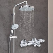 GROHE 高仪 原装进口 三出水恒温龙头带浴缸出水嘴 进口淋浴杆（200mm大顶喷 4式手持花洒）淋浴花洒套装126126（7折优惠）