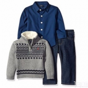 Nautica 诺帝卡 男童3件套（毛衣外套+衬衫+牛仔裤） 12个月 Prime会员凑单免费直邮