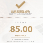 优惠券：京东白条 个护商品 满99-85元
