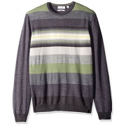 Calvin Klein Merino 男士美丽奴圆领条纹羊毛衫