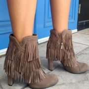 Sam Edelman     Kaleb女士流苏高跟短靴