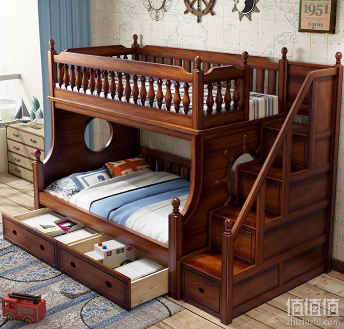 爱森堡高低实木儿童上下床全实木子母床