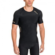 SKINS Mens A400 Short Sleeve Compression Top, Black, Large