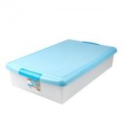 IRIS 爱丽思 环保树脂床底长型塑料衣物整理盒收纳箱 UG-725 自然色/蓝 (厂家直送)