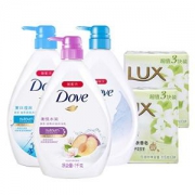 DOVE 多芬 沐浴乳三件组合 共2730g + LUX 力士 香皂 115g*3块*2组